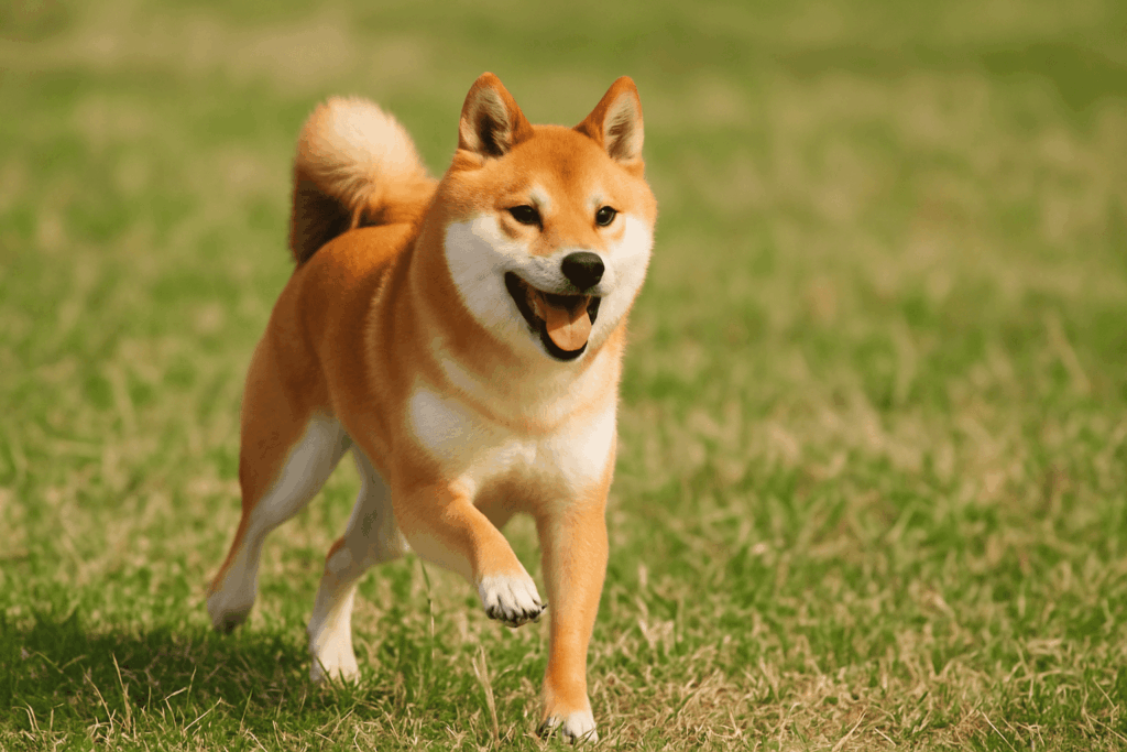 柴犬が元気に走っている様子
