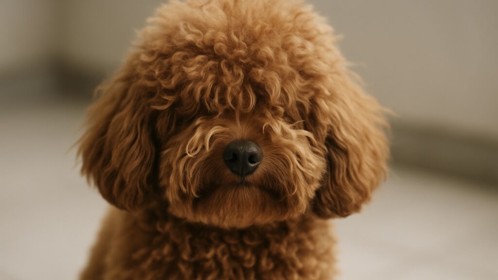 目元の毛が伸びたプードル|犬 目ヤニ ケアとトリミングの重要性