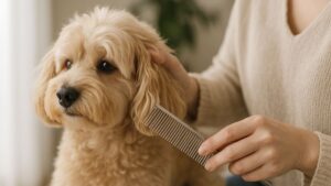 ブラッシング中の犬の様子