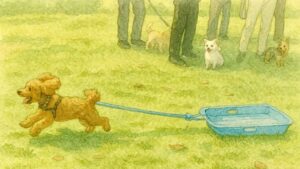 犬と人の運動会で競技に挑戦する犬と飼い主