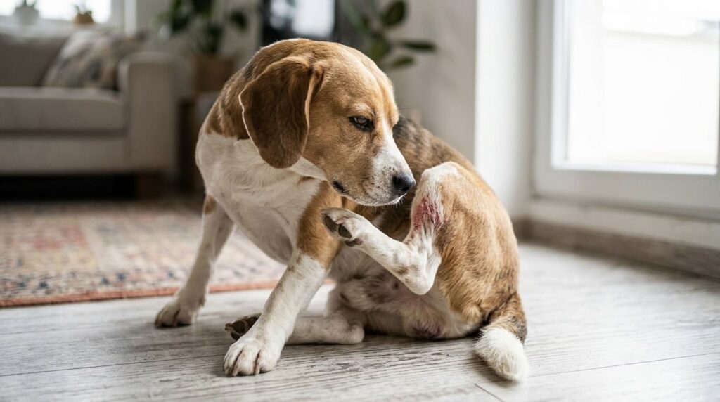 皮膚が痒く体を掻く犬