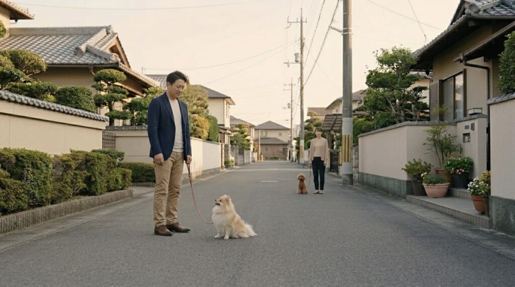 犬同士の挨拶 マナー｜距離を保って様子を見る正しい散歩中の関わり方