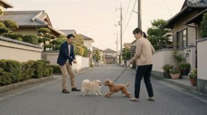 犬同士の挨拶 マナー｜正面から近づき緊張が高まるNGな挨拶の例
